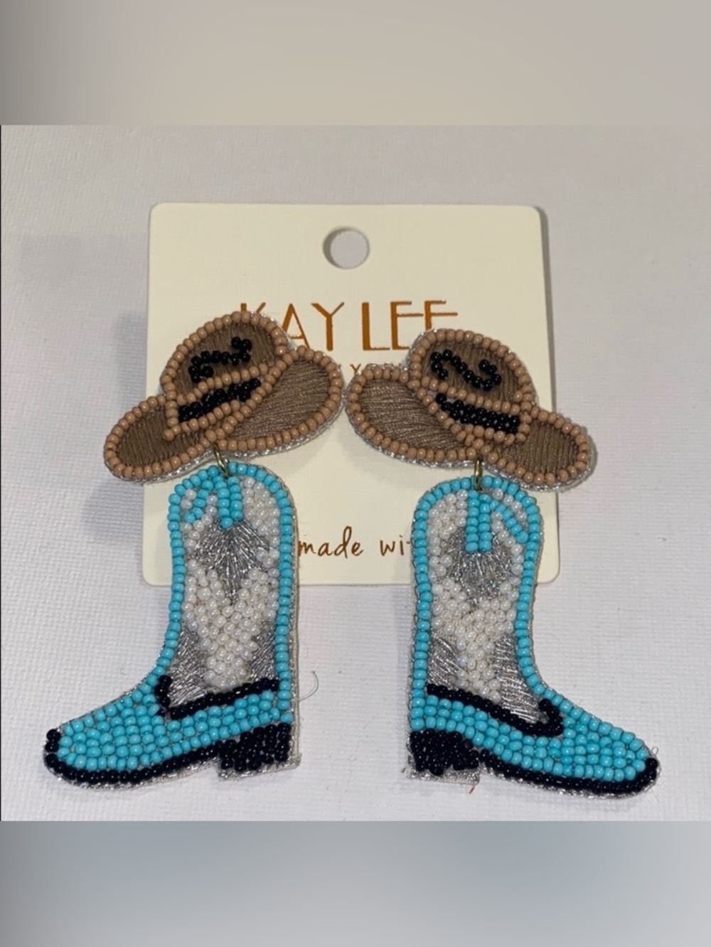Kay Lee Beaded Cowgirl Earrings – Western Boot & Hat Design